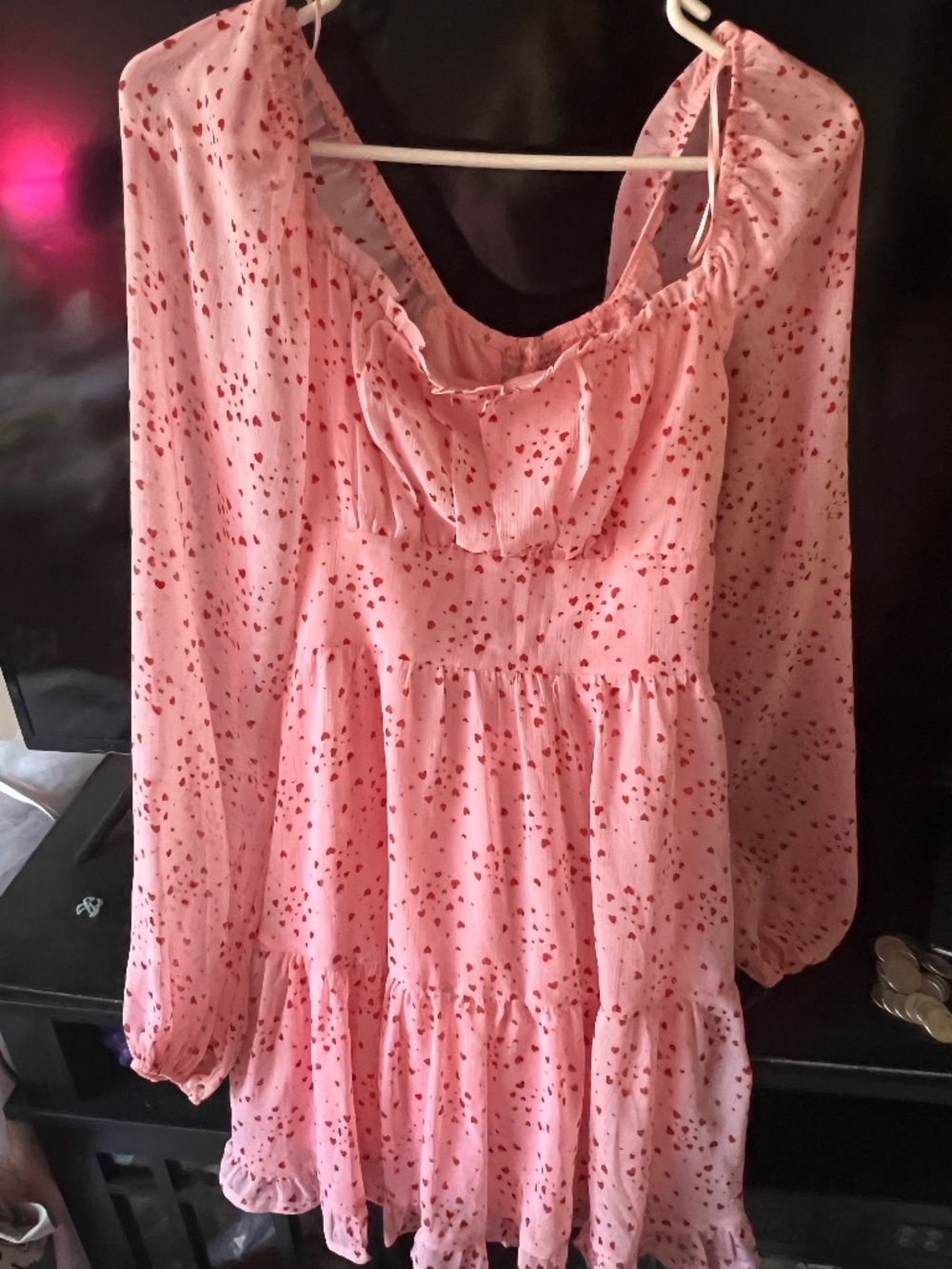 Francesca’s Pink Heart Mini Dress